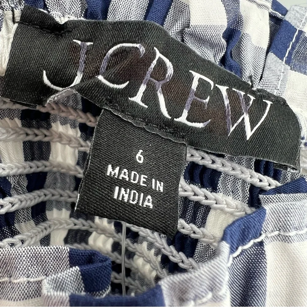 J Crew NWT Ruffle-trim Stretch Cotton Poplin Mini Dress in Gingham Navy size 6 - Picture 6 of 11